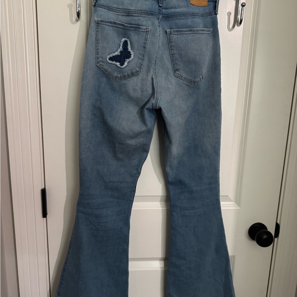 Vintage Hollister Blue Flare butterfly Jeans with Distressed Details - Picture 7 of 13